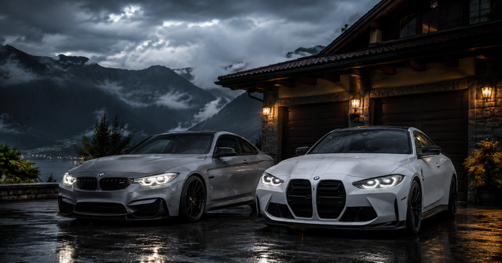 BMW M4 F82 and G82 in rain