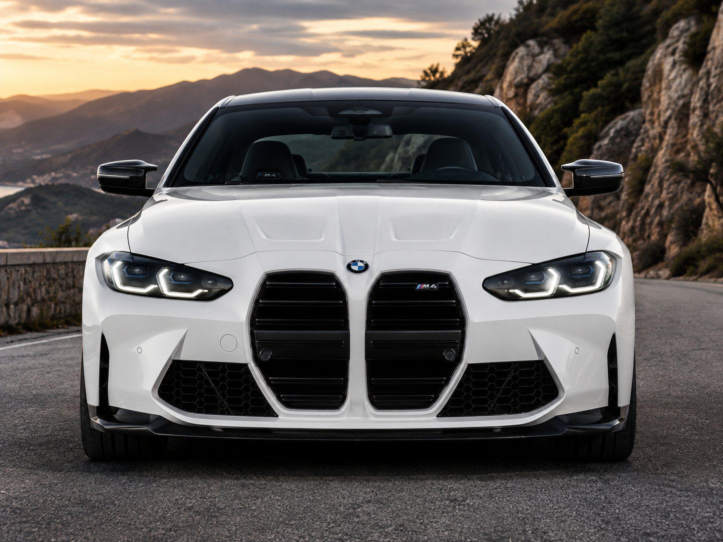 2026 BMW M4 front view on mountain road