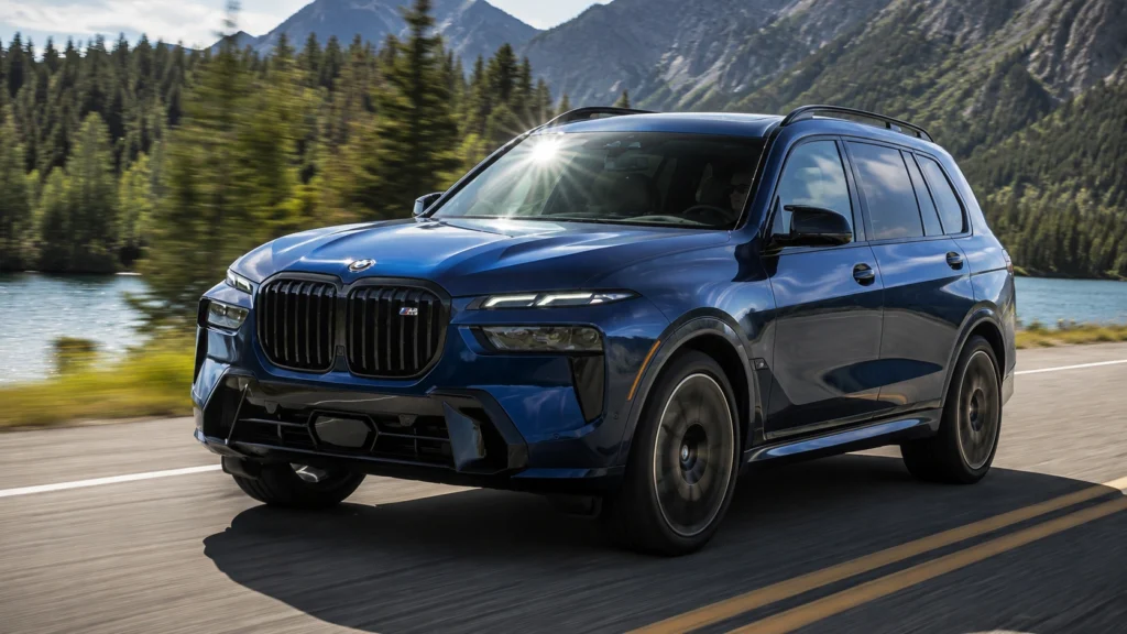 BMW SUV by the Mountain Lake Road