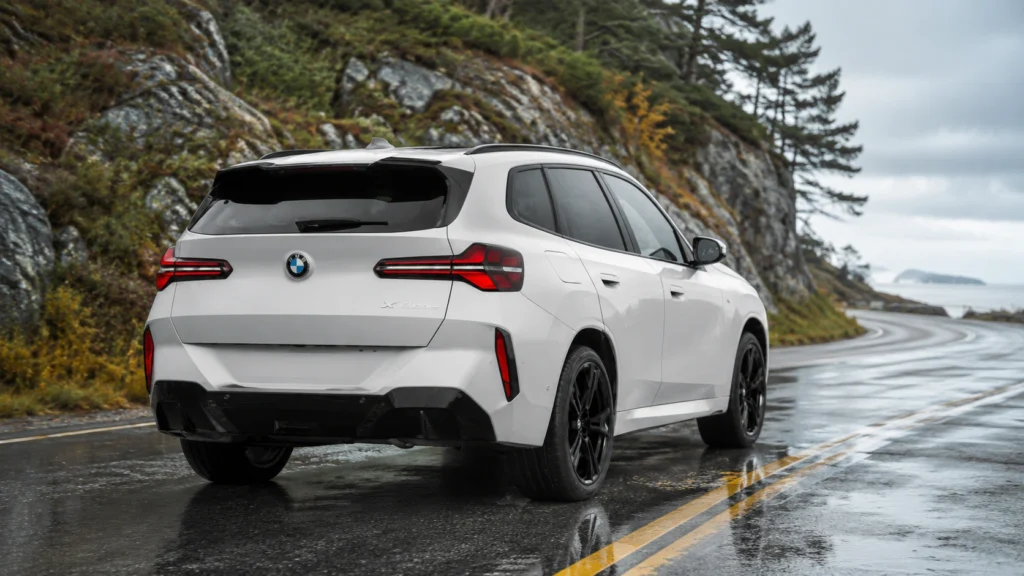 BMW SUV on a Wet Coastal Road