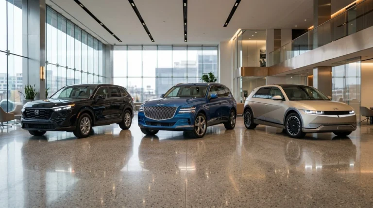 Lineup of the best SUVs for 2026 including compact, luxury, and electric models parked side by side.